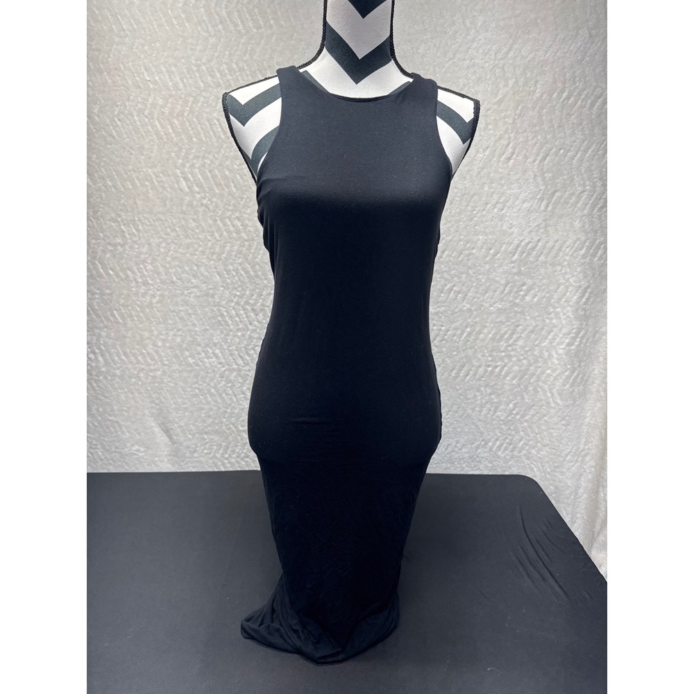 Good American Black Bodycon Maxi Dress Sleeveless Crew Neck GDK0132 Size 3 L